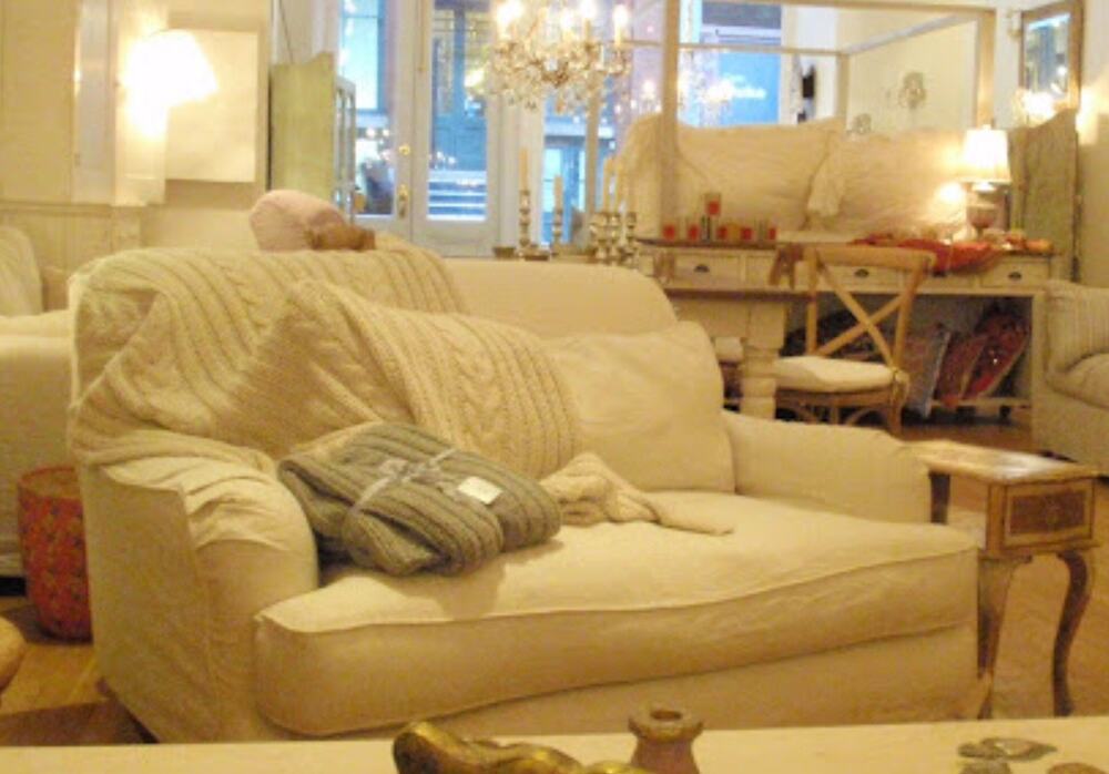 Rachel Ashwell Portobello chair And A Half White Denim Purple Velvet Large EUC